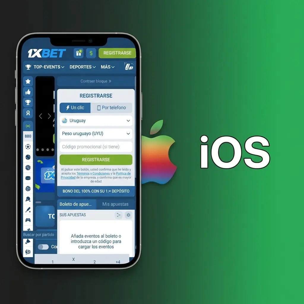 App de 1xbet para iOS disponible en App Store, compatible con iPhone e iPad con iOS 12.0 o superior.