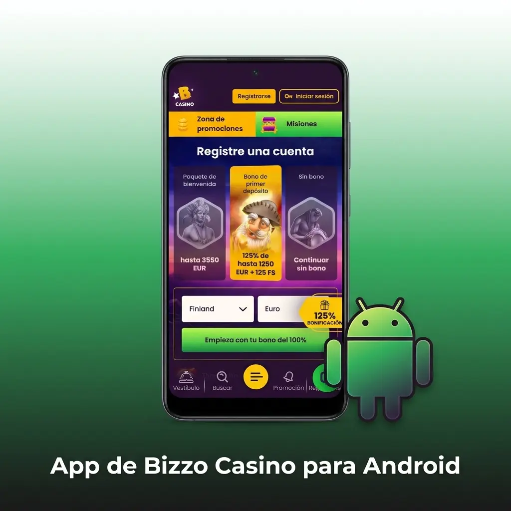 Aplicación móvil de Bizzo Casino para Android con apuestas deportivas y casino optimizada para dispositivos móviles