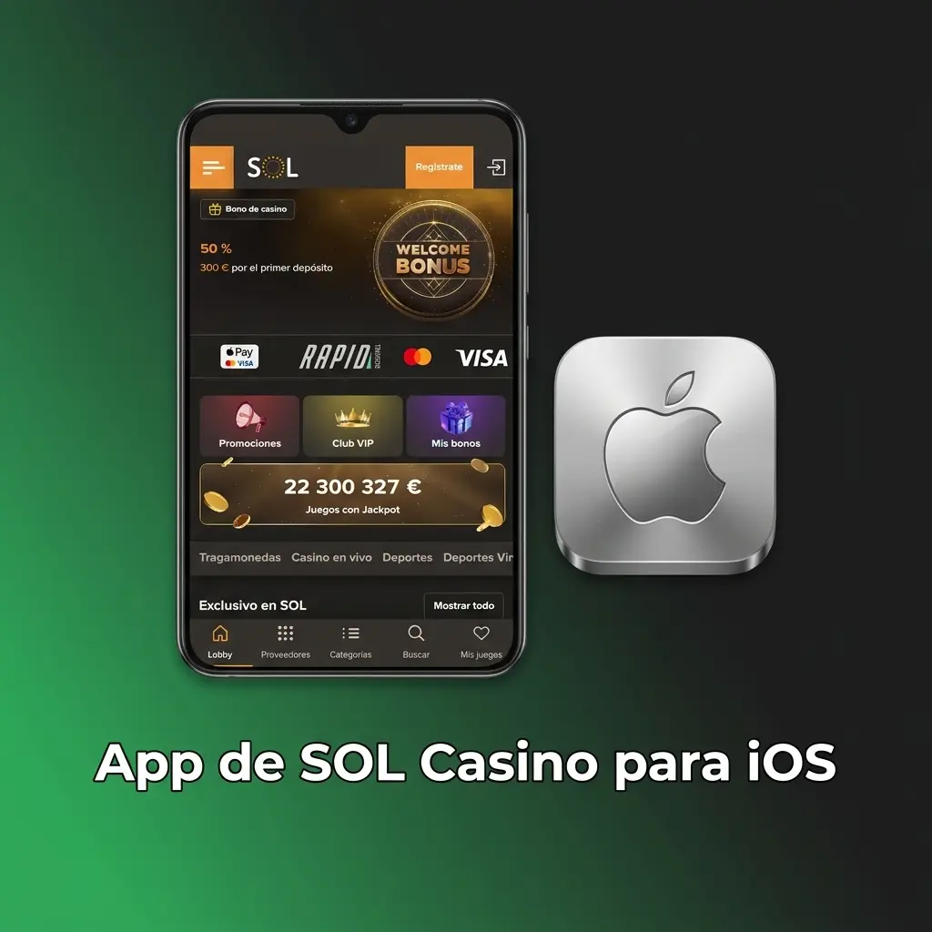 App de SOL Casino para iOS disponible en iPhone y iPad con iOS 12.0 o superior y 1 GB de RAM