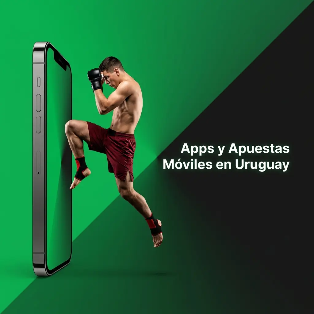 Apostador uruguayo usando app móvil de apuestas deportivas en smartphone Android con interfaz de bet365 o 1xBet