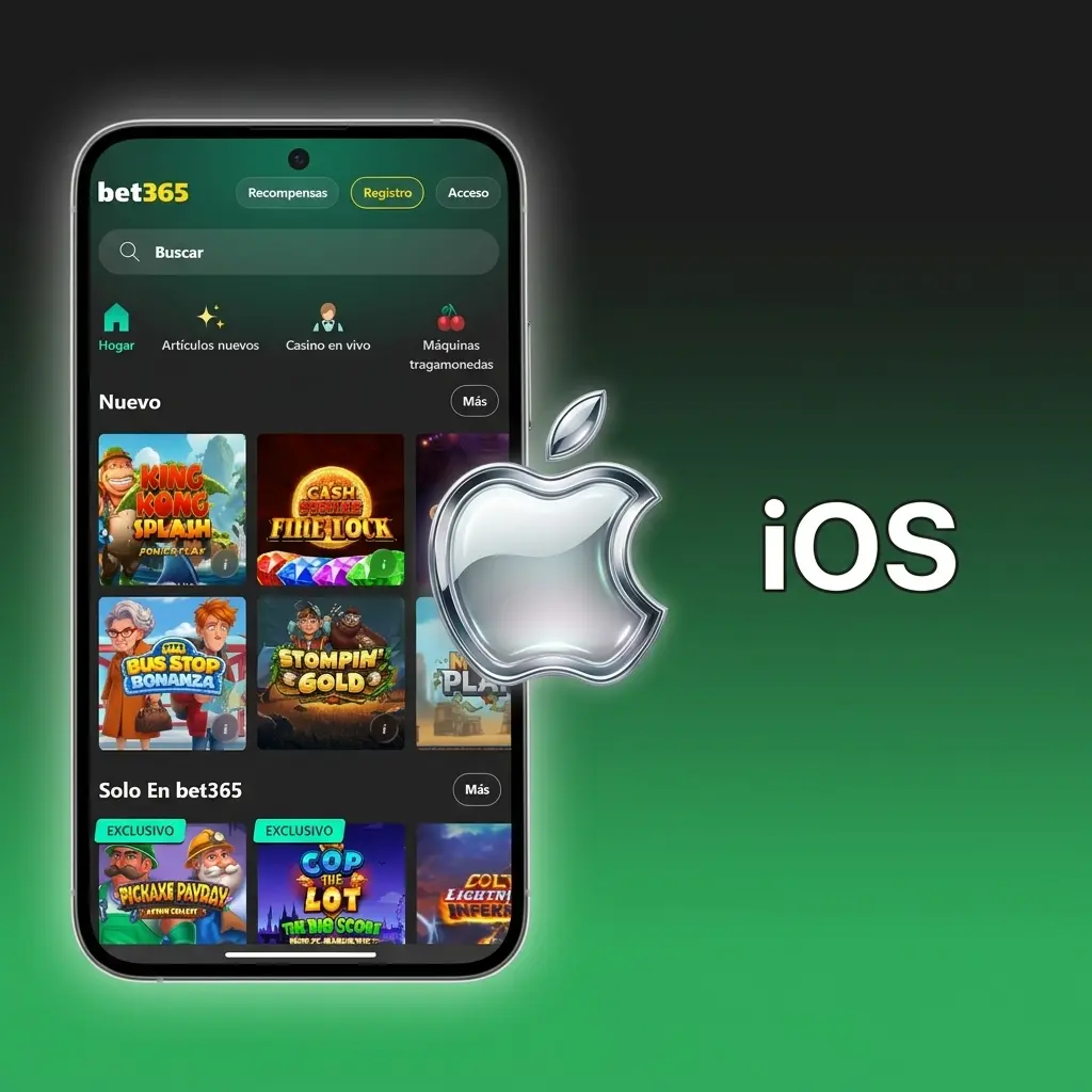 Descarga la app de Bet365 para iOS desde la App Store, compatible con iPhone 6s e iPad Air 2 o superiores.