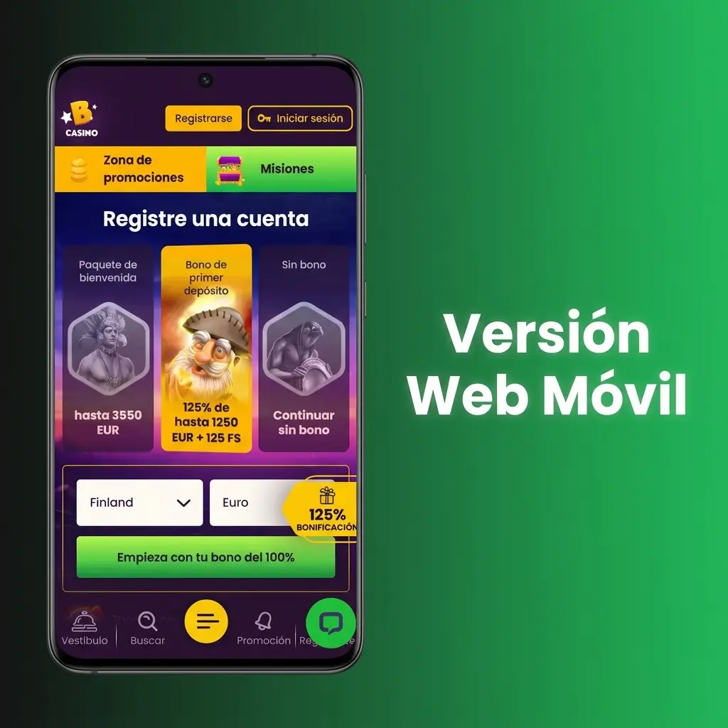 Versión web móvil de Bizzo Casino optimizada para smartphones y tablets con diseño responsive y acceso completo