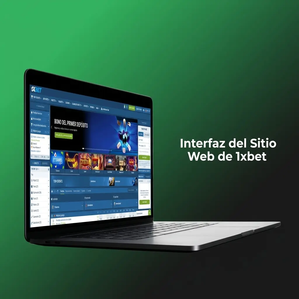 Interfaz del sitio web de 1xbet con barra de navegación, secciones de apuestas y opciones de personalización para Uruguay
