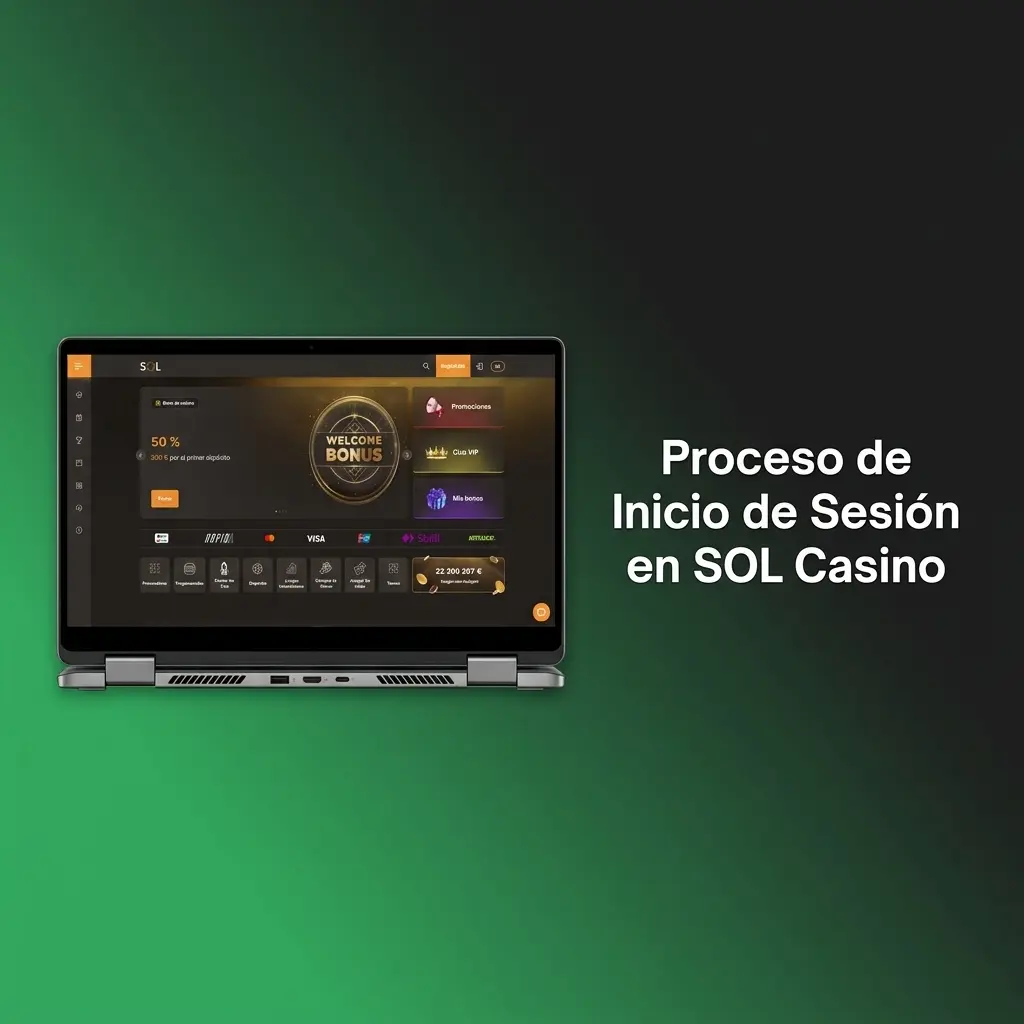 Pantalla de inicio de sesión de SOL Casino con cifrado SSL y autenticación 2FA para usuarios de Uruguay