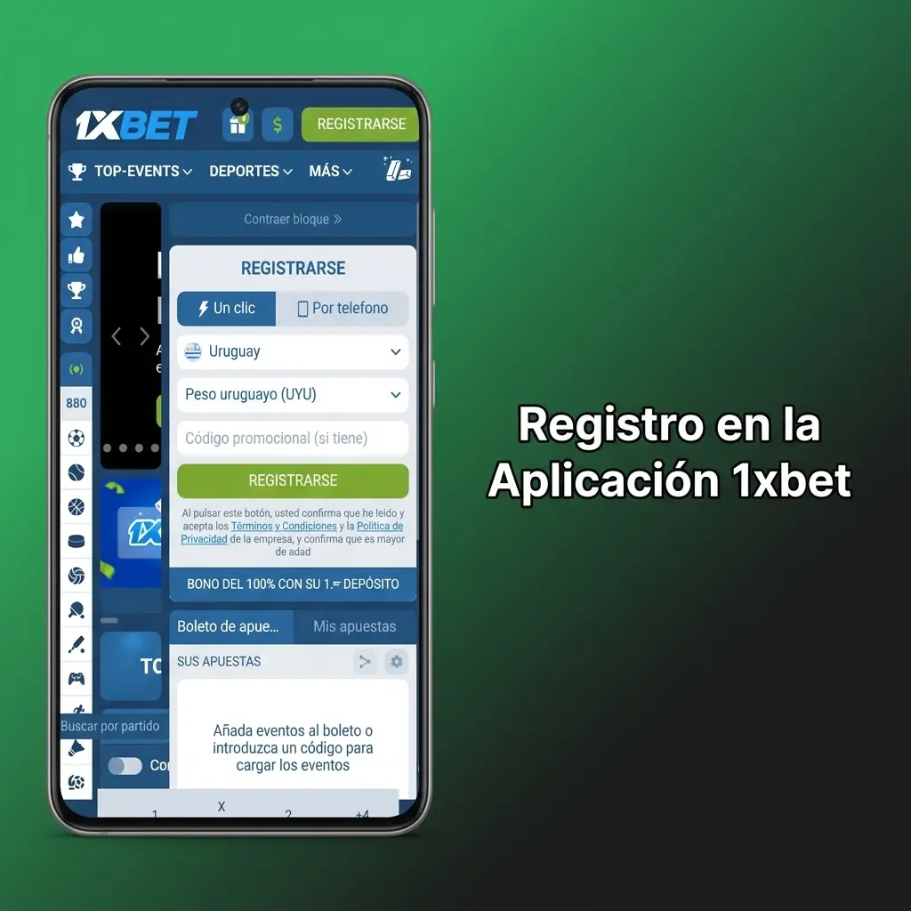 Guía de registro en la app 1xbet Uruguay: pasos para crear cuenta y obtener bono de bienvenida