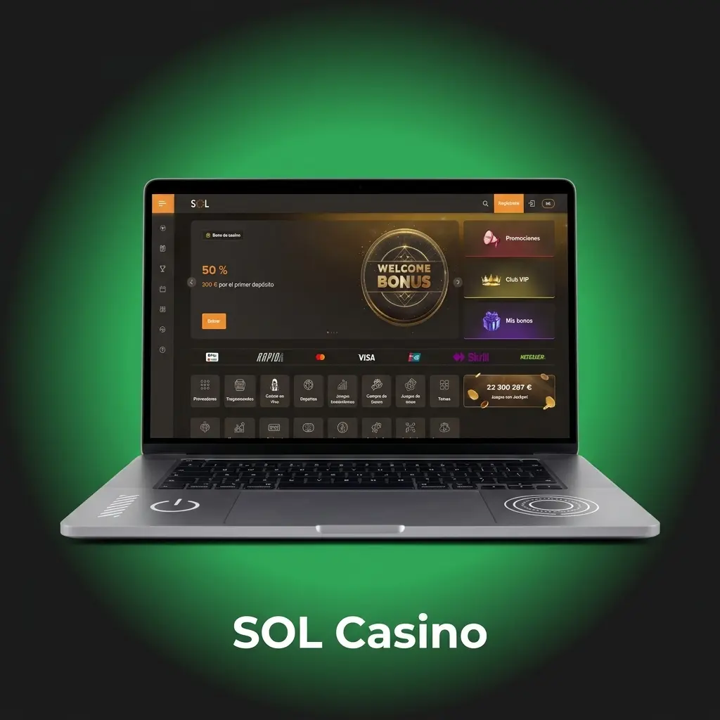 SOL Casino Uruguay: bono 500% hasta 27.000 UYU, Apple Pay y Open Banking disponibles