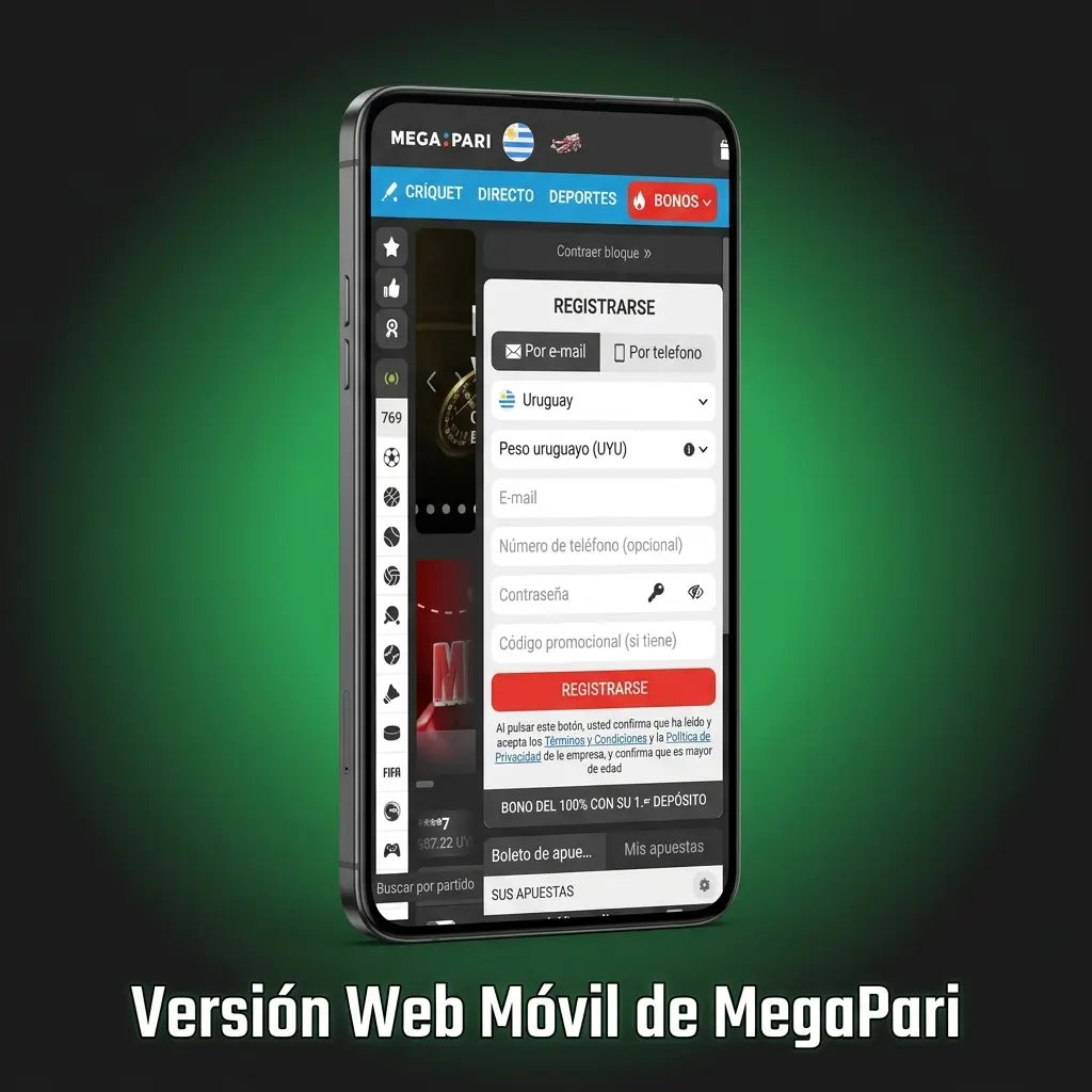 Versión web móvil de MegaPari accesible desde navegadores en smartphones y tablets sin instalar aplicaciones